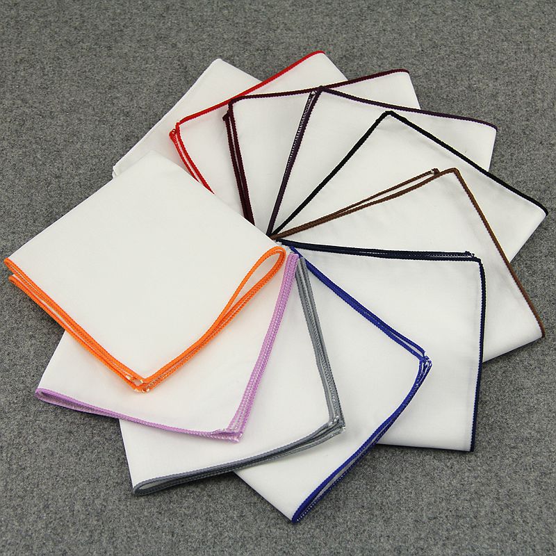 

High Quality Hankerchief Scarves Vintage Cotton Hankies Men's Pocket Square Handkerchiefs Solid 23*23cm Royal Blue Red Cheap