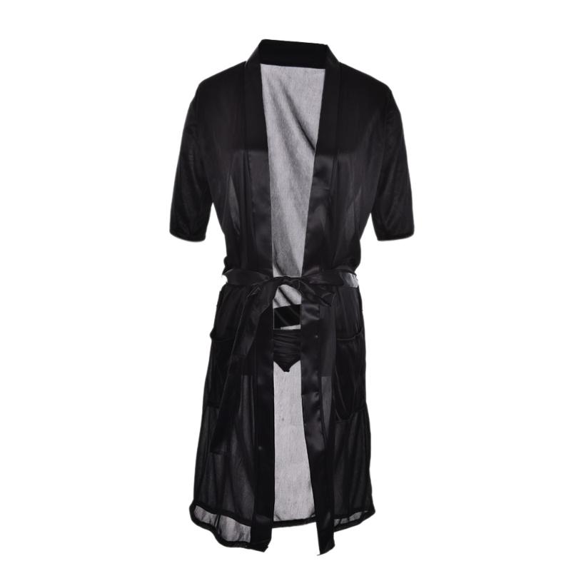 

Sexy SILK Kimono Dressing Gown Bath Robe Babydoll Lingerie Nightdress Long Red/White/Black Wholesale