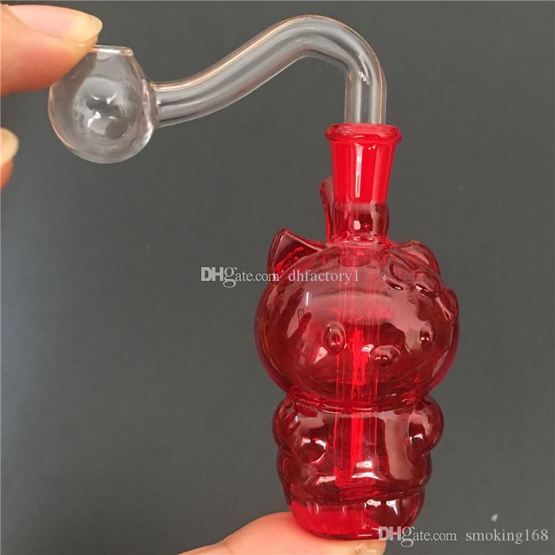 

Red Bright color Mini glass dab oil rig bong Beaker borosilicate Cartoon Cat water oil burner pipes glass bongs with 10mm glass oil bowl