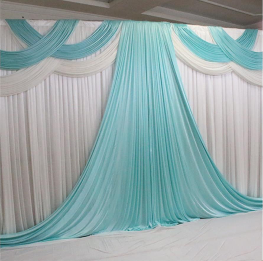 

Wedding backdrops with swags White Ice Silk Tiffanly Drapes elegant backdrop curtain wedding props party decoration 20*10ft, Customize