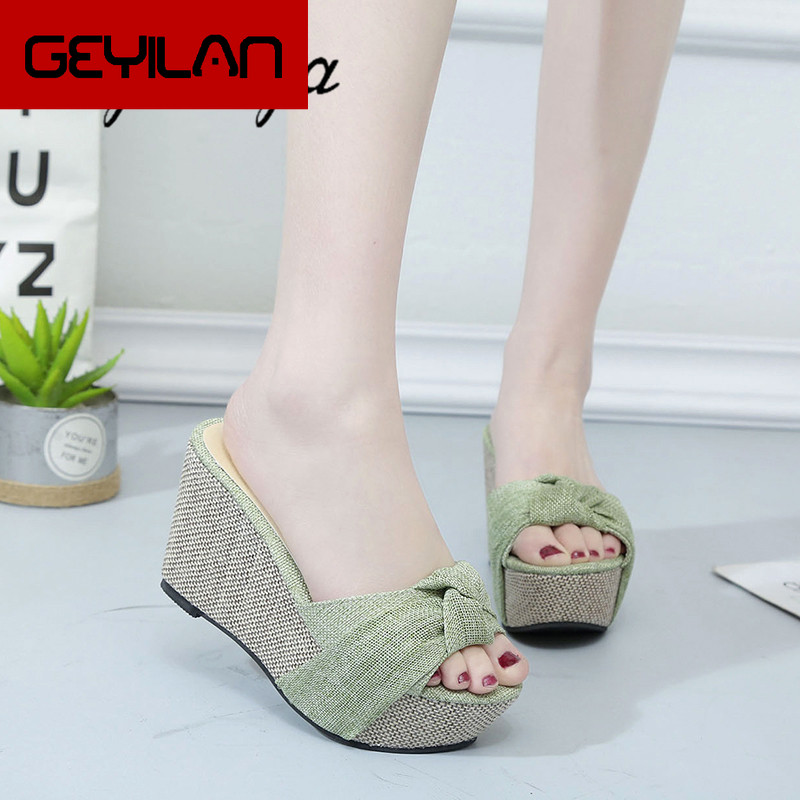 

Woman Beach Flip Flops Summer Sandals Slip- Resistant Slippers Platform Sandals wedges shoes women flip flop 2020 summer, Light yellow