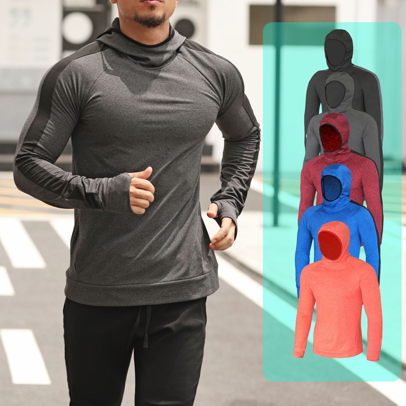

Hoodie Running Jackets Men Windproof Quick dry Workout Fitness Sportswear Autumn Casual Outdoor Jogging Gym Sports Hoodie Coat, Blue