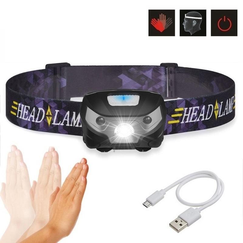 

LED Headlamp USB Rechargeable Super Bright Led Waterproof Torch Gesture Sensor Headband Light Outdoor Activities Lamp