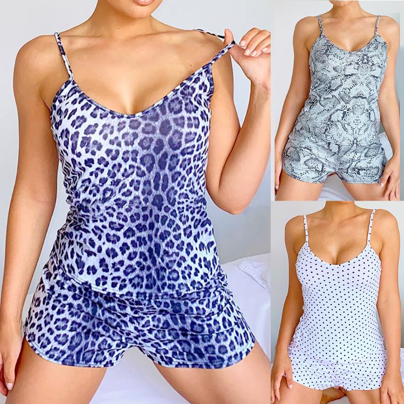

2 Piece Set Women Summer strapless Casual Crop Top 2020 Female Leopard print Tracksuit Pockets Loose top Shorts Two Piece sets#3, Navy blue