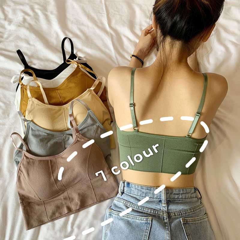 

Black Women Tank Crop Top Seamless Underwear Female Crop Tops Sexy Lingerie Intimates With Removable Padded Camisole Femme, White