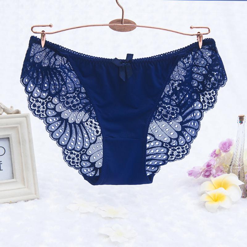 

Ice Silk Underwear For Women Sexy Solid Seductive Transparent Lace Edge Briefs Intimate Ladies Low-rise Underpants XXXL Large, Black