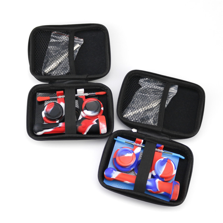 

Two Style Set Portable Bag Glass Pipe With GR2 Titanium Nail Dabber Tool Dab Rig Glass Water Bongs