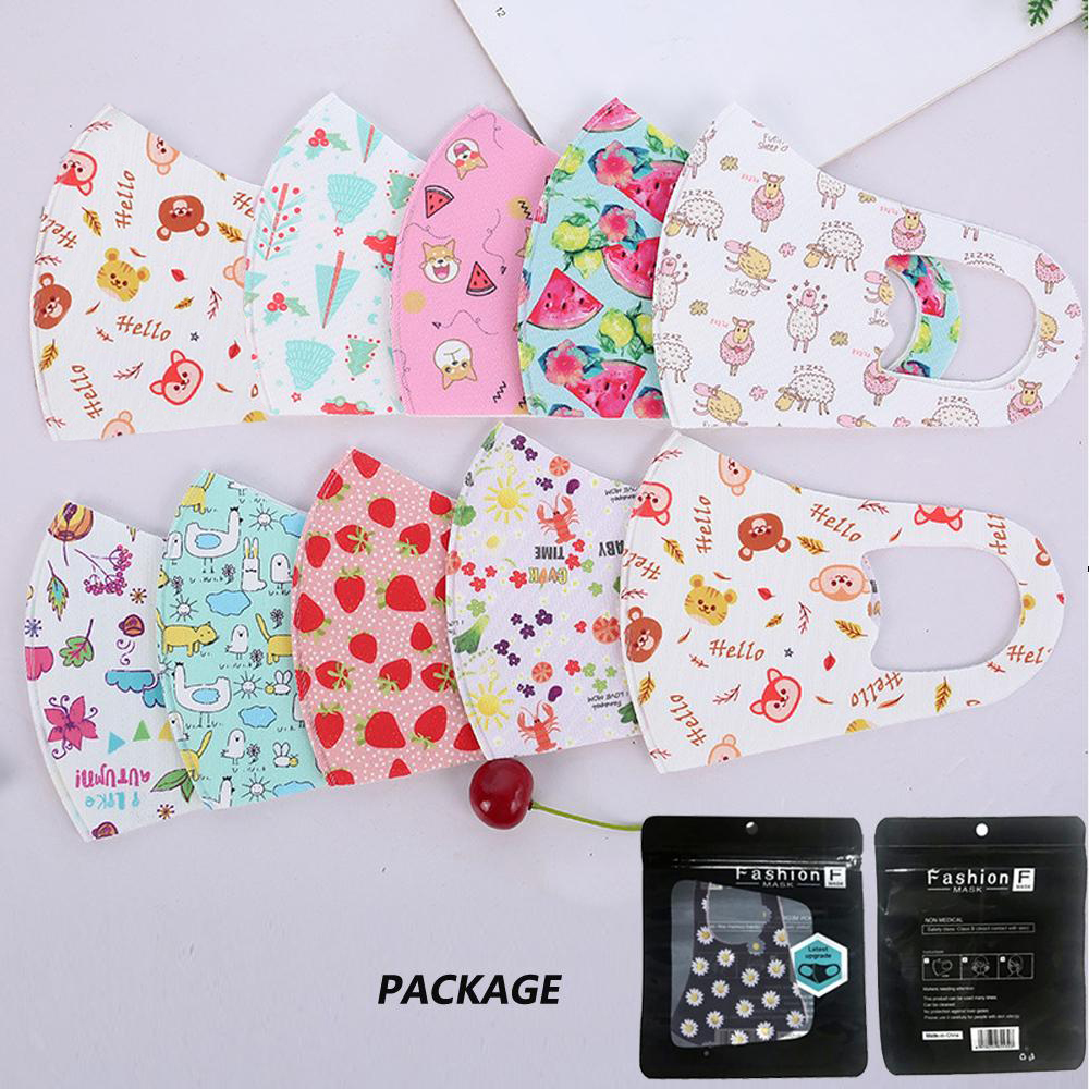 

Kids Cartoon Mask Full Print Washable Child Mouth Masks Ice Silk Anti Dust Masks Breathing Cover Children Cartoon Face Mask for Boys Girls