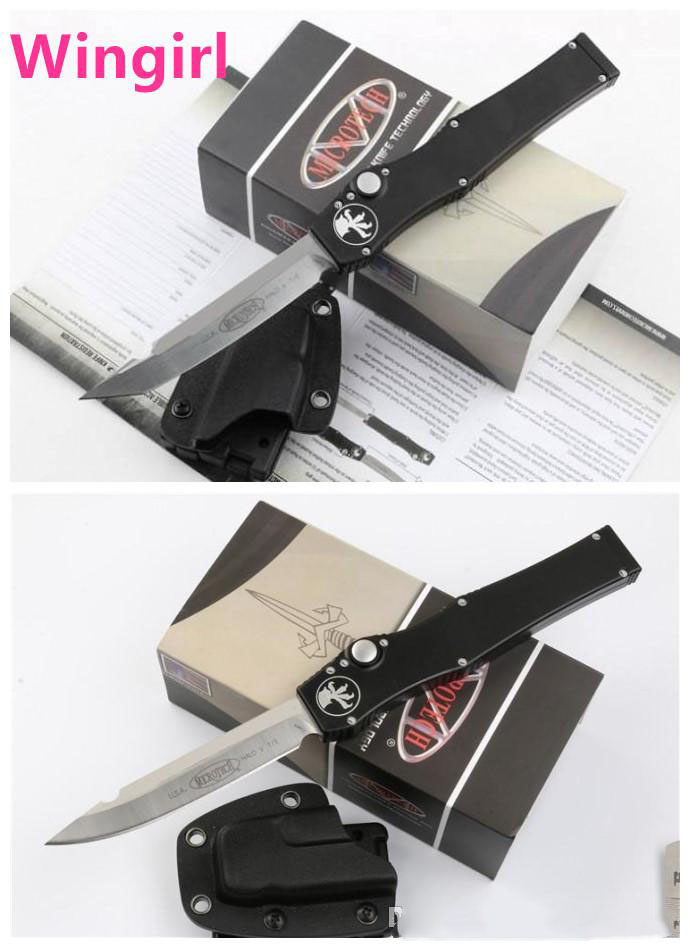 

High! Microtech Black Classic Halo V Tanto Blade Knife (4.6" Satin) 150-4 single action auto Tactical knife Survival gear knives