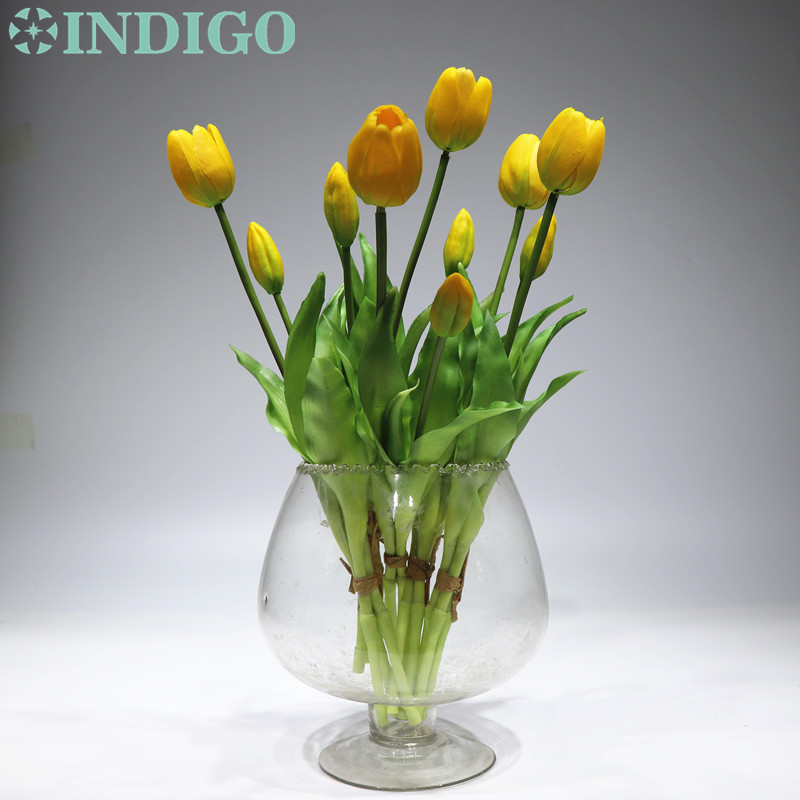 

INDIGO-Real Touch Silicone Tulip High Quality Holland Yellow Tulip Bouquet Home Artificial Flower Wedding Flower Free Shipping, Bouquet sunset