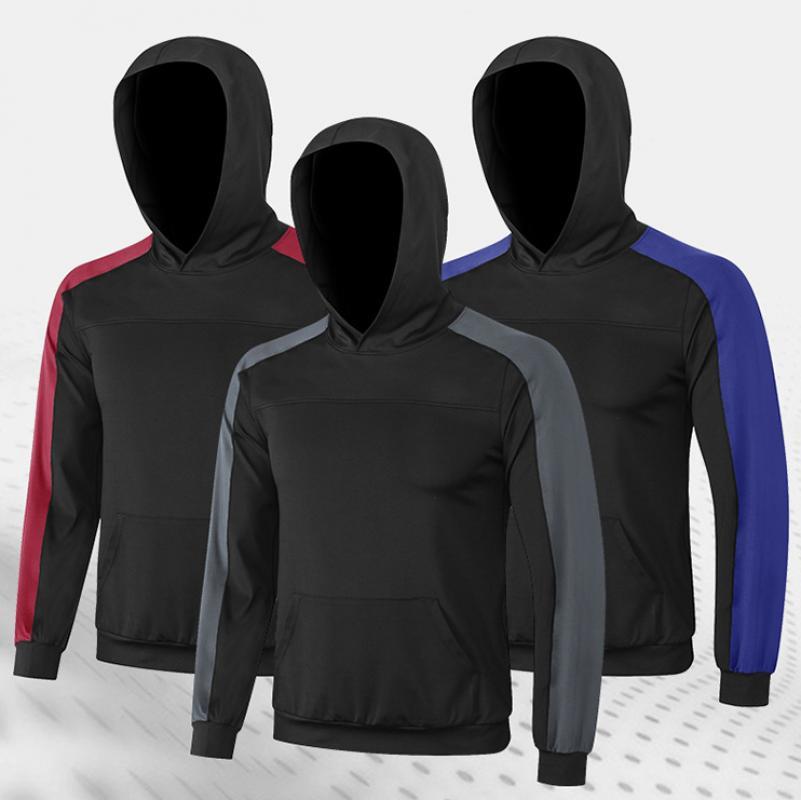 

Men Sport Hooded Sweatshirts Men Compression Fitness Gym Fleece Comprehensive Training Sweater Running Jackets Jogging, Black