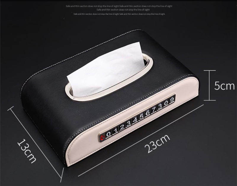 

Wholesale] 10PCS Microfiber Leather Car logo Tissue Boxes Stop Sign With Luminous Number Napkin Paper Box With Anti-Slip Mat