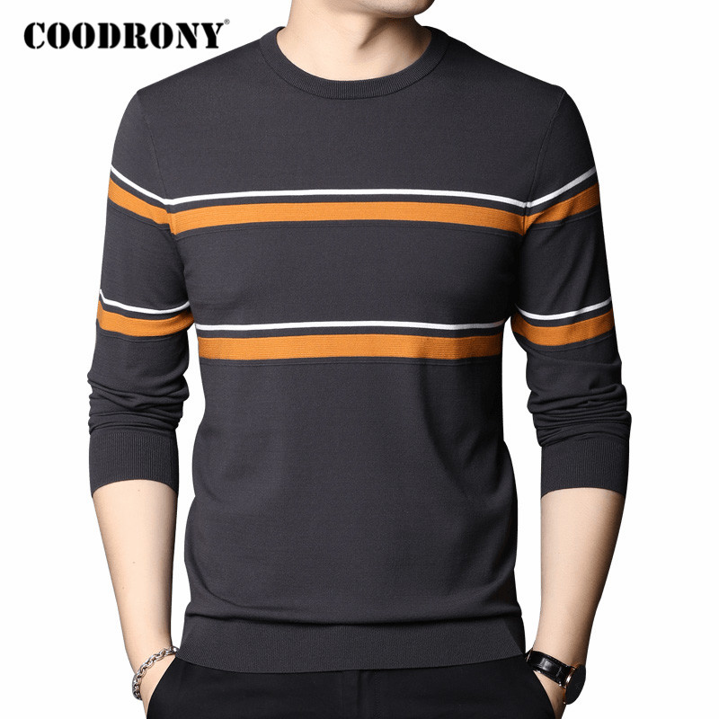

COODRONY Brand Sweater Men Streetwear Fashion Striped Pull Homme 2020 Autumn Winter New Arrival Soft Knitwear Pullover Men C1100, Black