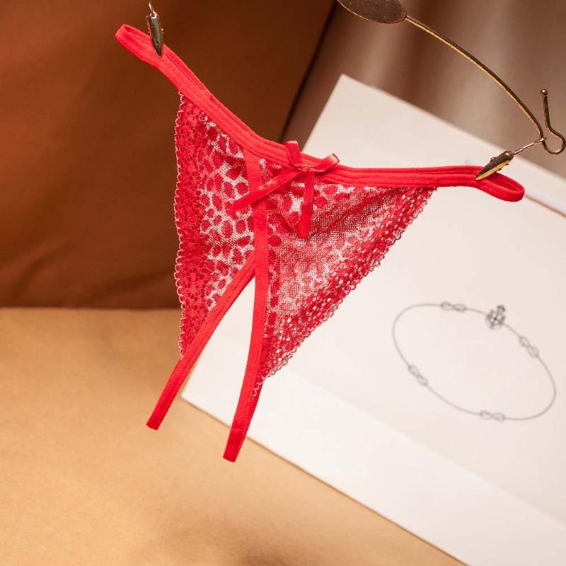 

Lightweight and comfortable leopard lace sexy leopard print women's panties free from temptation fun lace thong G-String, Black