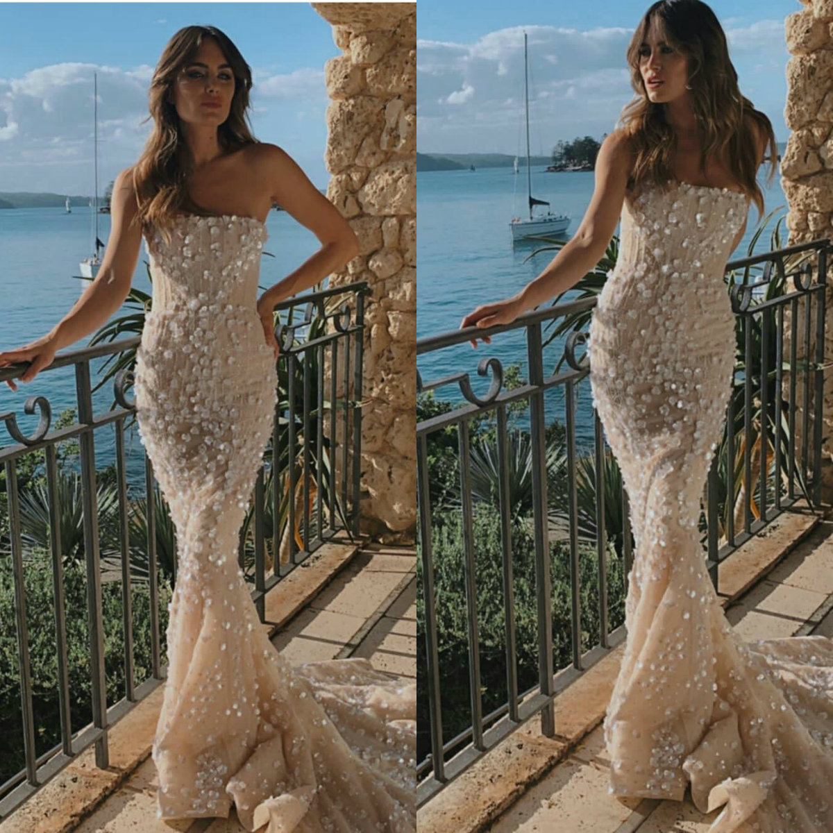 

2020 Luxurious Wedding Dresses Sexy Crystal Appliques Lace Mermaid Bridal Gowns Custom Made Sweep Train Wedding Dress robes de mariée, Red