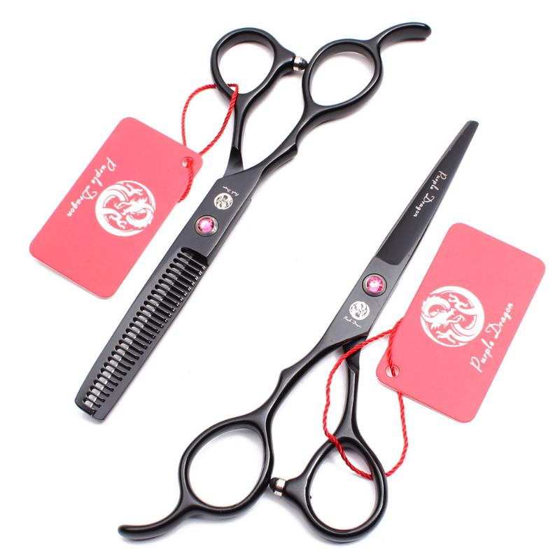 

Left Hand 6'' Black Barber Hairdressing Scissors Cutting Shears Thinning Scissors Professional Hair Dropshipping Z8001