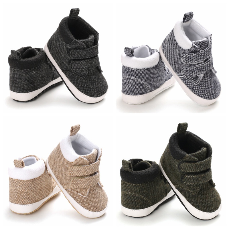

Spring Autumn Newborn Baby Boy Girl Soft Sole Canvas Shoes Warm Boots Anti-slip Sneaker Breathable Solid First Walkers -18M, Mg