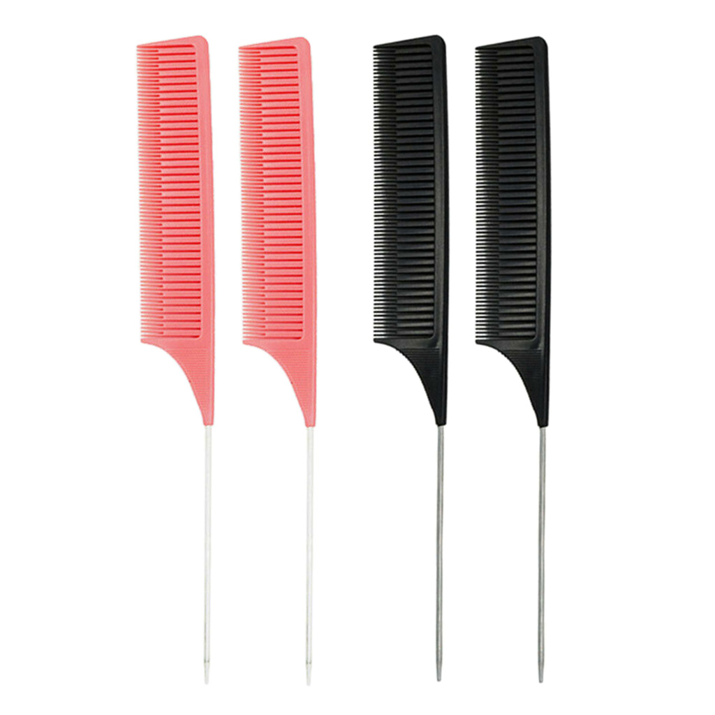 

4x professional abs fine weaving highlighting foiling hair comb salon combs, Silver