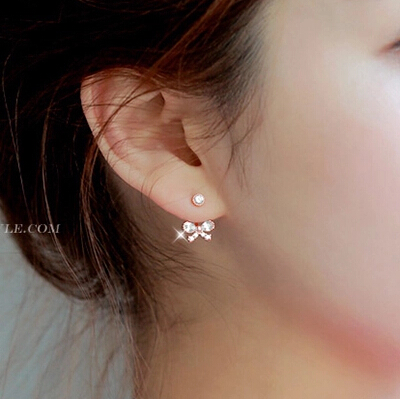 

New arrival hot sell fashion little bowknot 925 sterling silver ladies`stud earrings Christmas gift anti-allergic