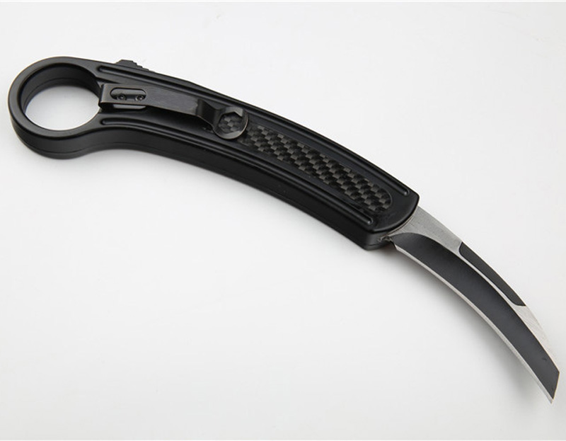 

Special Offer Auto Tactical Karambit knife 440C Tanto Point Black Blade Zn-al alloy Handle Outdoor Survival EDC Knives With Nylon Sheath