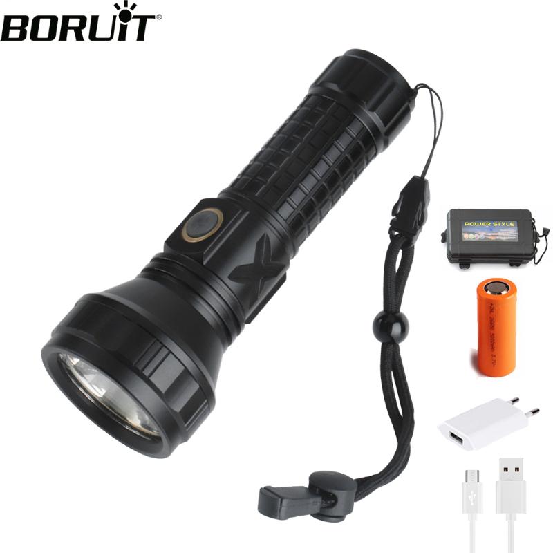 

BORUiT Super Bright SST40 LED 3-Mode Rechargeable 26650 Torch 1600ML Tactical Bike Light for Camping Hunting