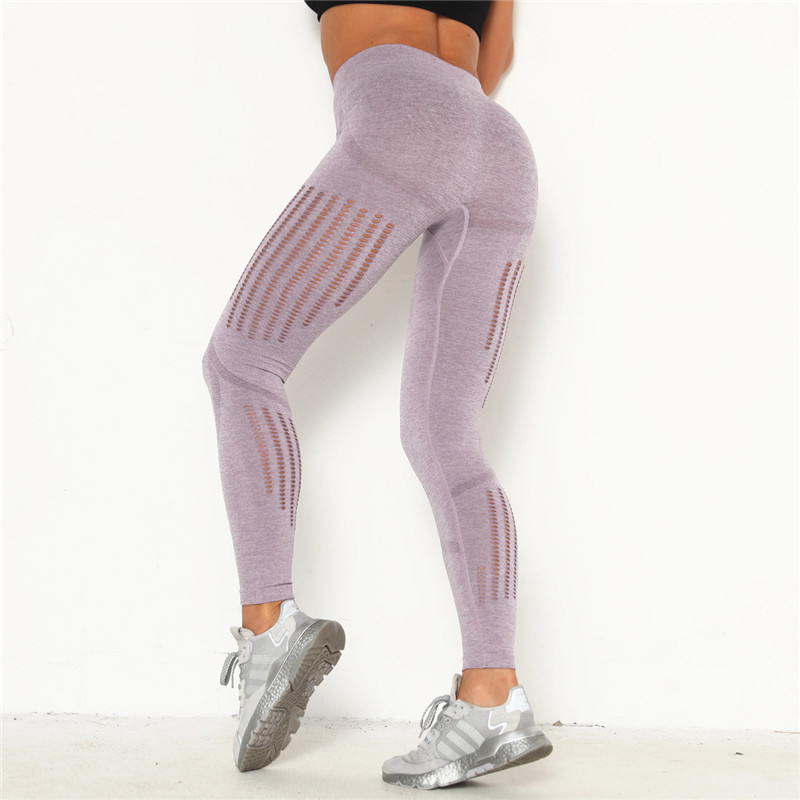 

Hollow Sports Pants Women Yoga Leggings Gym Leggings Workout Yoga Pants High Waist Seamless Sports Fitness Sportswear, Purple