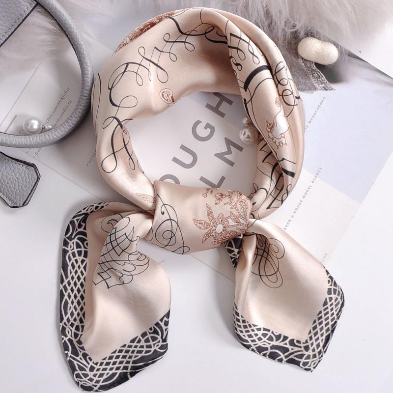 

Scarf Small Square Scarf Women's Spring All-match Ins Small Summer Neck Fashion Hair Tie Fashion with Square, White