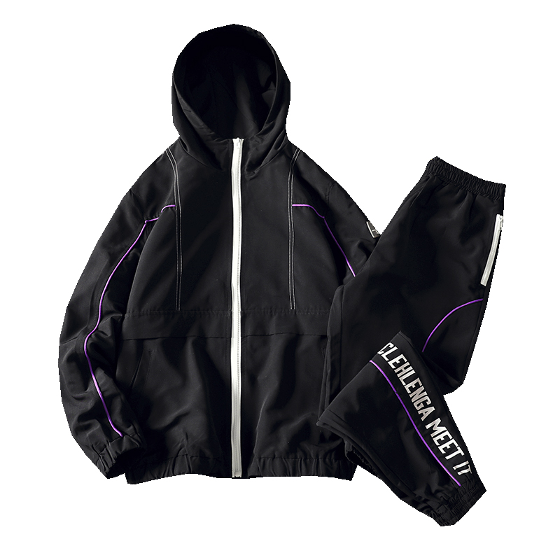 

Fashion Tracksuit Set Men 2020 New Clothing Set Mens Sweat Suits 2 Pieces Baseball Jacket Sweatpants Male Hip Hop Jogger, Black