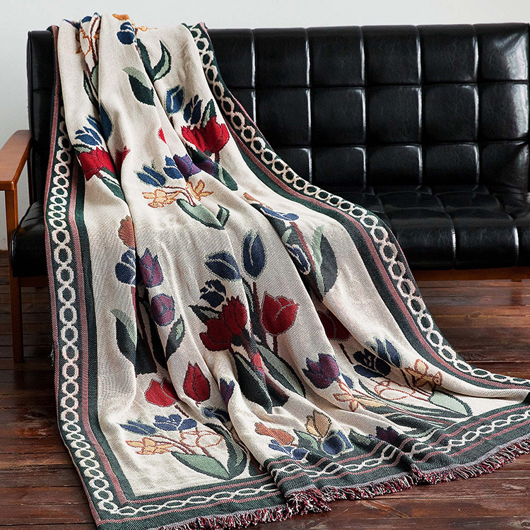 

Tulip Design Blanket Vintage Throw Multifunction Sofa Covers Slipcover High Quality Europe Style Stitching Travel Plane Blanket