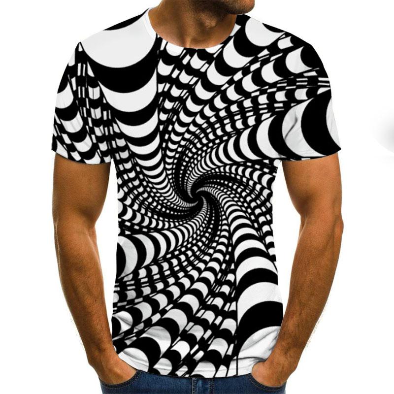 

Summer Fashion Colorful 3D Printing Short Sleeve Men's T-Shirt Summer Casual Round Neck T-shirt Fun Rotating Pattern Street Clot, Txu-2100