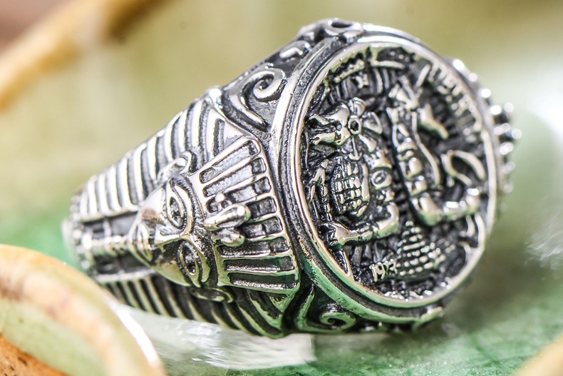 

S925 silver jewelry horus anubis vagabonding ancient Egyptian god personality bossy open men ring