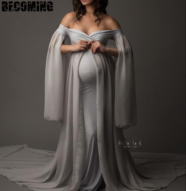 

Pregnant Dress For Photo Shoot Maxi Photography Grey Pregnancy Dresses For Women plus size Maternity Dress Photo Shoot, As pic