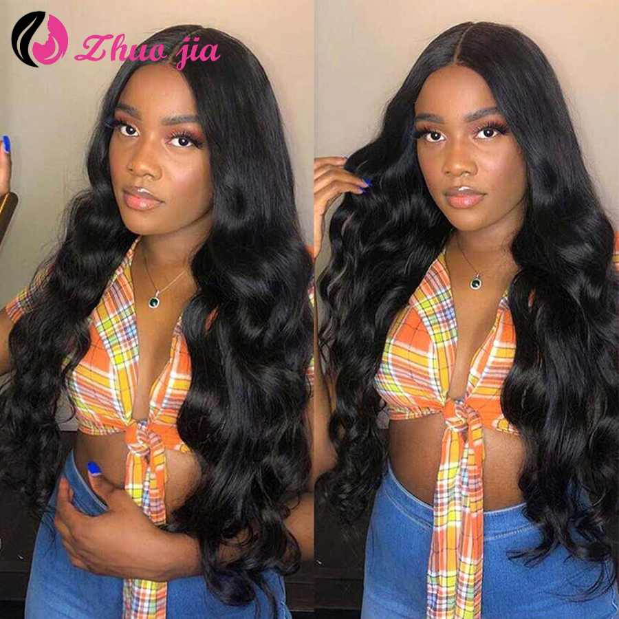 

ZHUO JIA Glueless Loose Wave Lace Front Human Hair Wigs For Black Women 13x4 Pre Plucked Transparent Lace Frontal Wig, Natural color