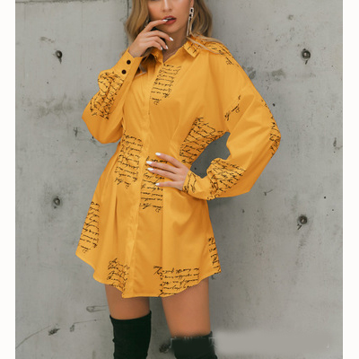 

Womens Shirt Skirts Womens Commuting Casual Professional Dress 2020 Fashion Waist Print Shirt Dress Lady Fashion Casual Dresses, White