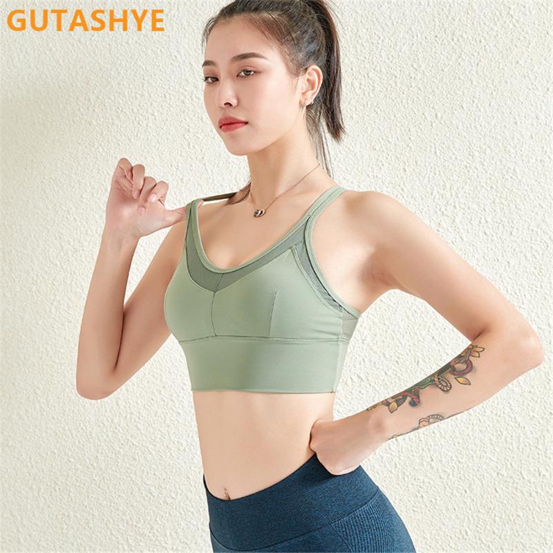 

Women Yoga Bras Sports Bra Anti-Sweat Breathable Shockproof Padded Female Top Athletic Gym Running Fitness Workout Sport Top Bra, Yellow