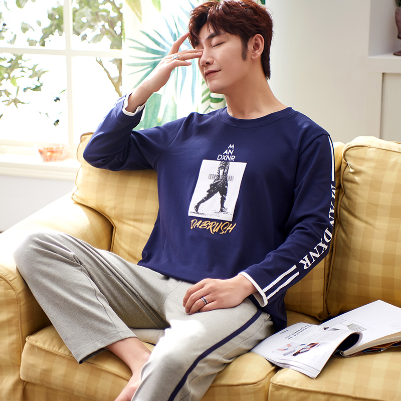 

Spring Autumn Full Cotton Men's Pyjamas Plaid Pants Pajamas Set Casual Male Sleepwear Night Pijama Hombre Plus Size 3XL Homewear