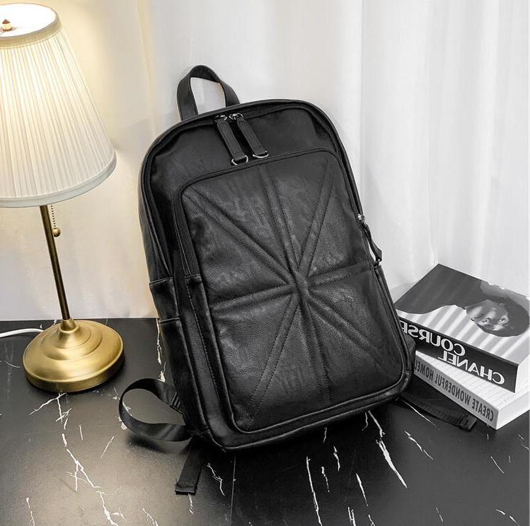 

Factory wholesale men bag Europe college mens bags style casual brand backpack lightweight comfort student Leather Backpacks, Black