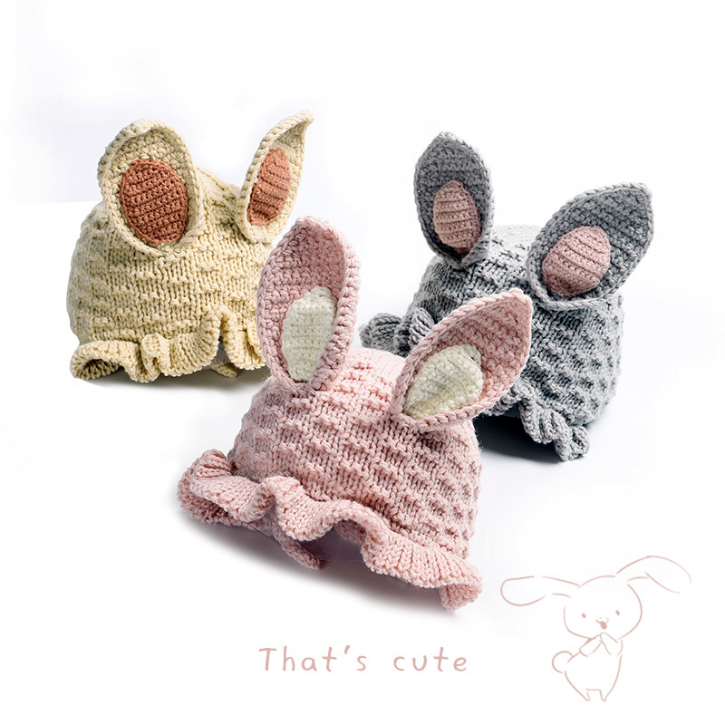 

Ear Hat For Baby Girl Knit Bucket Cap For Baby Boys Toddler Panama Beanie Earflap Warm Cap Photo Accessory, White