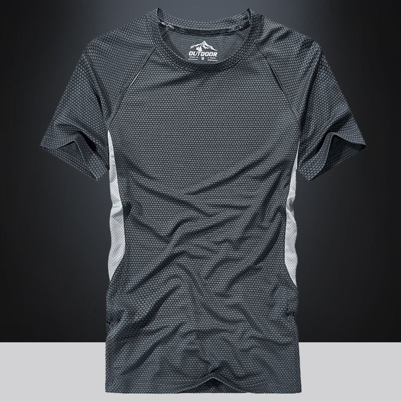 

New Style Summer Short-Sleeved T-shirt Men's Youth Outdoor Sports Quick Drying Clothes Large Size Running Fitness Loose T-shirt, Blue