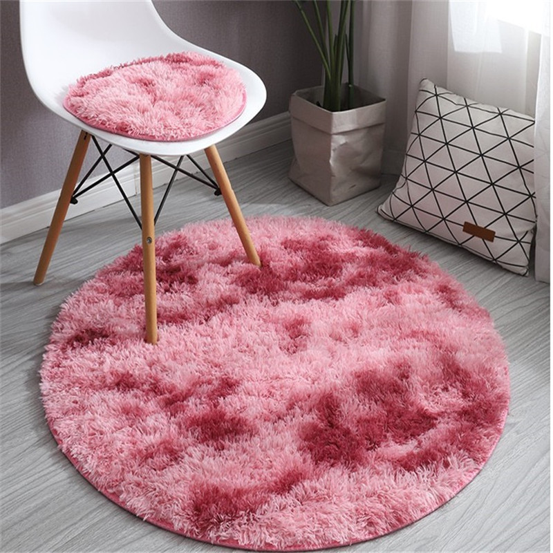 

Cozy Home Tie Dye Round Furry Floor Mat Anti Slip Rug Indoor Carpets Yoga Mat Living Room Bathroom Home Carpet 80 100 120cm, Pink