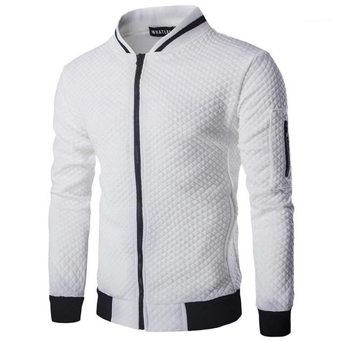 

Sleeve Slim Fit Spring Autumn Coat Male Jacket Mens Zipper Stand Collar Jacket Solid Color Long