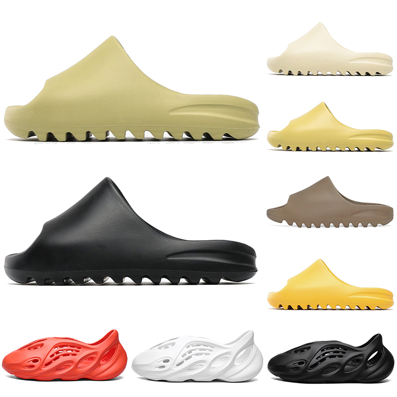 

Kanye West Slides Foam Runner Sandals Slippers for men women Trainers Triple Black White Red Resin Bone Desert Sand Size 36-45