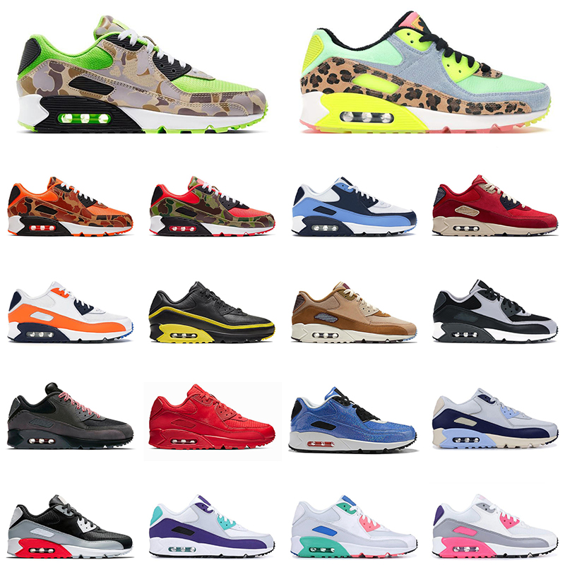 

90 outdoor men women shoes Reverse Duck Camo Total Orange Dancefloor Green mens trainers sports sneakers, Black infrared