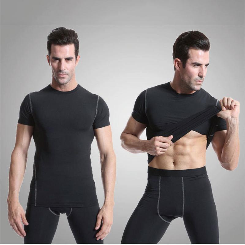 

New Sports Training Short-Sleeved Tight Mans Fitness Clothes Home Riding Quick-Drying Breathable Basketball Sportswear Tank Tops, Black