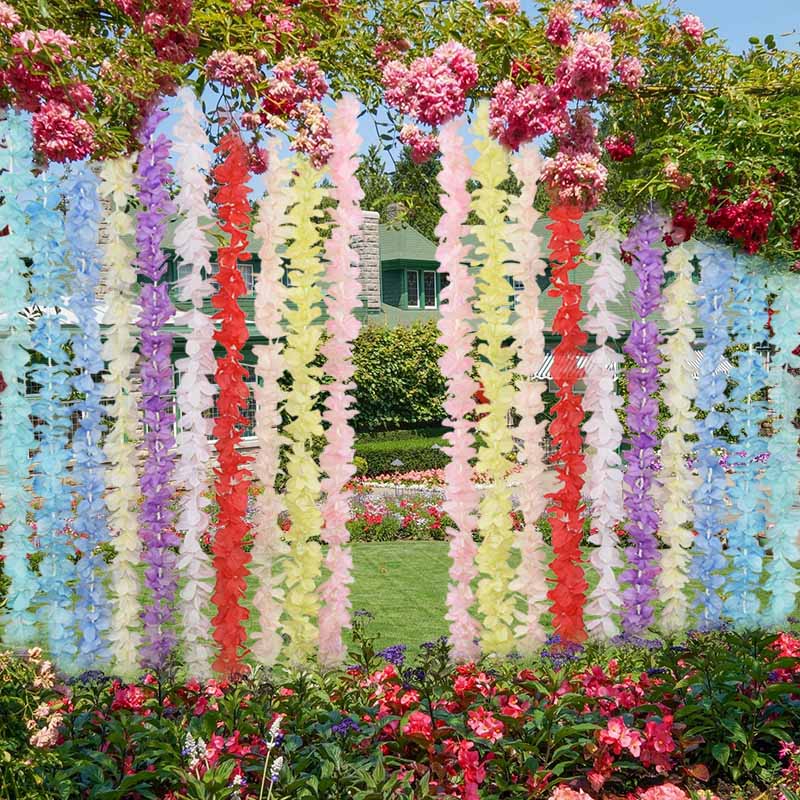 

1Meter Artificial String Flowers Silk Wisteria Flower Vine DIY Home Wedding Decoration Hanging Garland Wall Backdrop Fake Flower, White