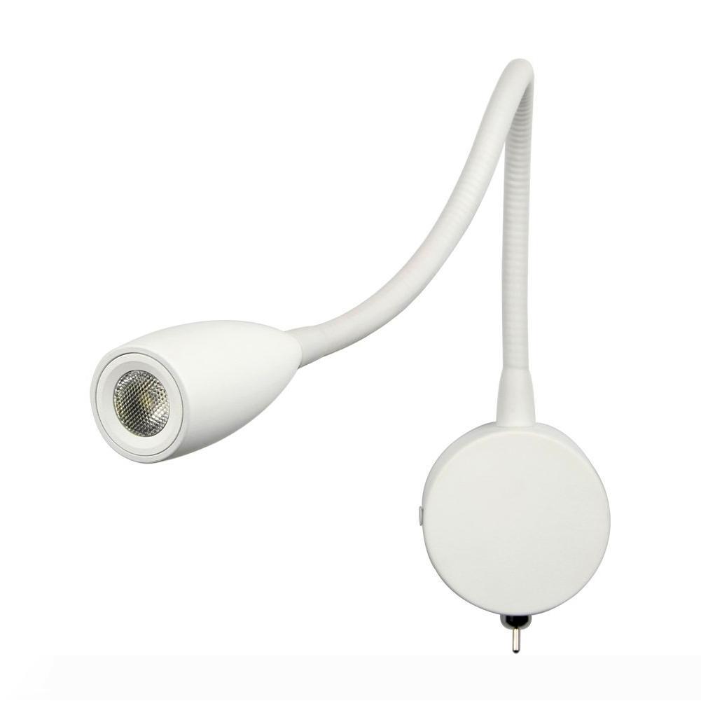 

Topoch Bunk Bed Lamps 2-Pack HARD-WIRED White Finish Switch ON OFF Tapered Head Flexible Focusing Lens for House Camper Yacht