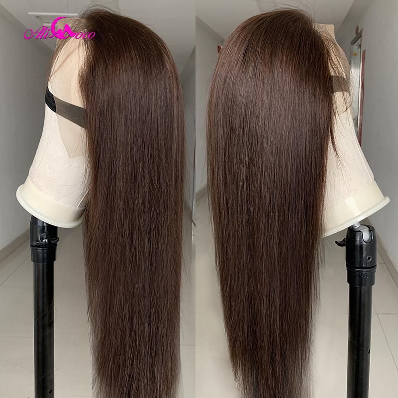 

Ali Coco Brown Lace Front Human Hair Wigs For Black Women Ombre Colored Human Hair lace Frontal Wigs Bleached Knots, Ombre color