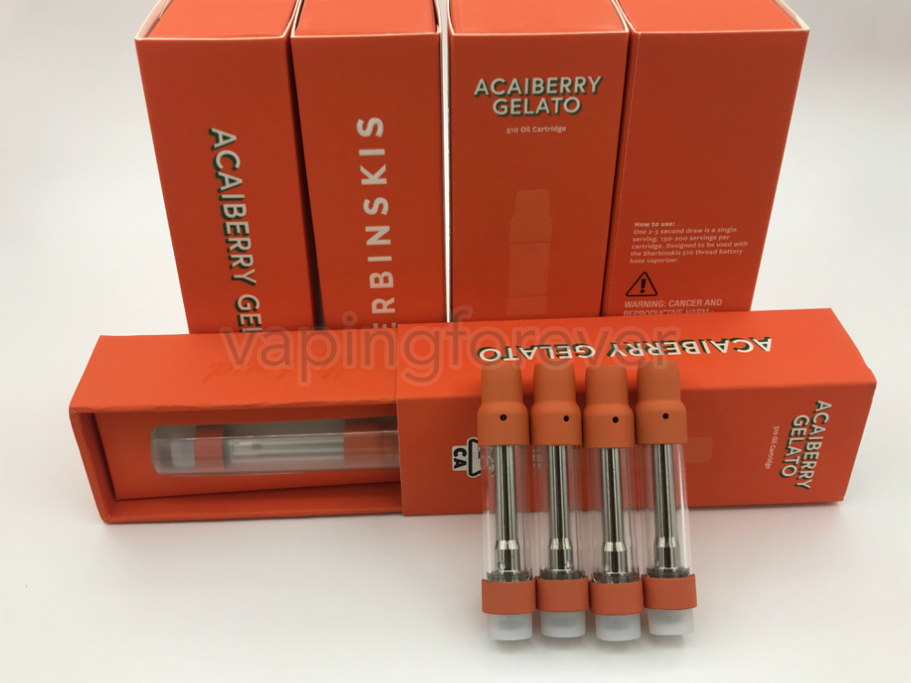 

NEW Sherbinskis Vape Cartridge E Cigarette Atomizer 0.8ML Pyrex Glass Tank Ceramic Coil Thick Oil 510 Battery Carts Lions Breath KRT California Honey