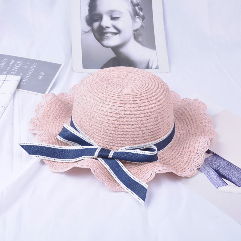 

Summer New Girls Hat Lace Bowknot Baby Girl Straw Hat Beach Sun Bucket Cap Panama Caps Princess casquette enfant Fille, Beige