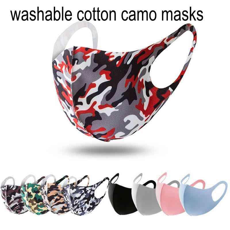 

IN STOCK 3D camo Designer Camouflage mask Washable Breathable Face mask Luxury Sunproof Dustproof Cycling Sports Mouth Cover Mask For Unisex, Pure color mixed